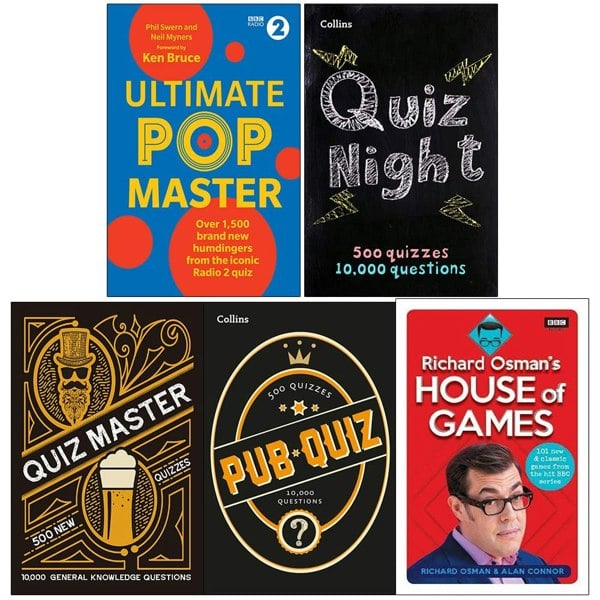 Ultimate Popmaster, Collins Quiz Night, Collins Quiz Master, Collins Pub Quiz and Richard Osman's House of Games 5 Books Collection Set