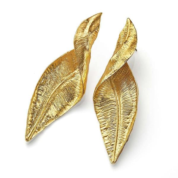 Pia Hope Renewed Gold-Tone Leaf Statement Studs