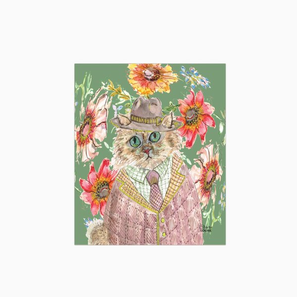 Claire Louise - Designer Cottage Floral Cat Glass Kitchen Splashback