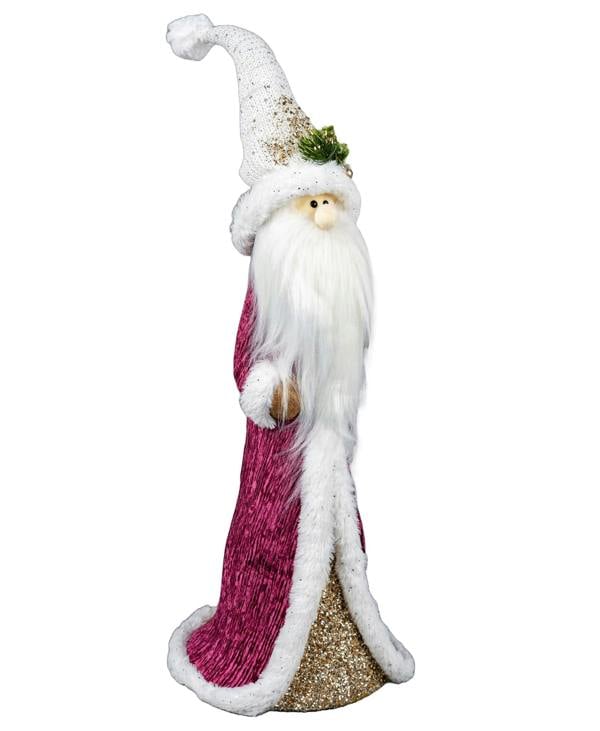 58cm Santa Burgundy and Gold Christmas Figurine with White Fur Trim and Long Beard for Festive Home Display image 8