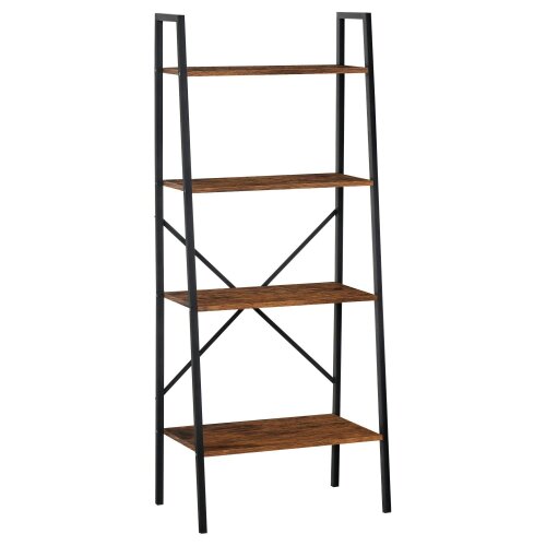 Wyld Haus Tanile Metal And Wood Rustic Brown And Black 4 Tier Ladder Bookshelf
