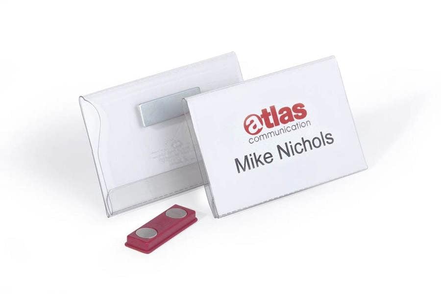 Durable Conference Magnet Name Tag Badge Holders + Inserts | 25 Pack | 54 x 90mm