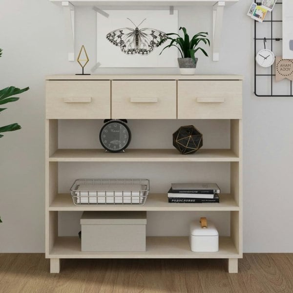 Berkfield Console Table HAMAR Honey Brown 90x35x90 cm Solid Wood Pine