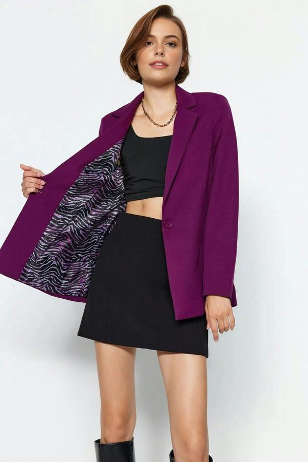 WOVCOR Woven Blazer Jacket with Lining Detail