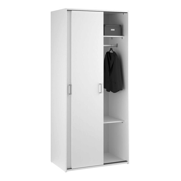 Wyld Haus Munich White Wooden Sliding Door Wardrobe 2 Doors 3 Shelves