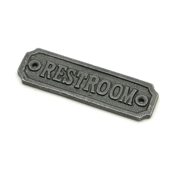 Cast Iron Restroom Door Sign - 110mm x 35mm