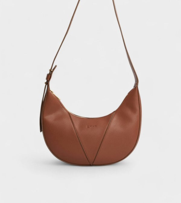 Votch River Vegan Bio-Based Bamboo Leather Hobo Bag in Brown