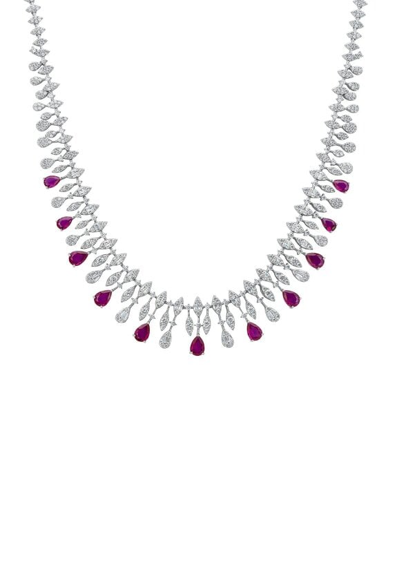 Latelita Duchess Ruby Statement Necklace Silver