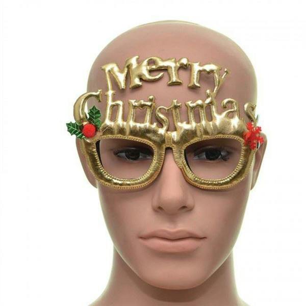 Gold Merry Christmas Glitter Glasses for Adult and Kids Party Fancy Dress Accessory image 2