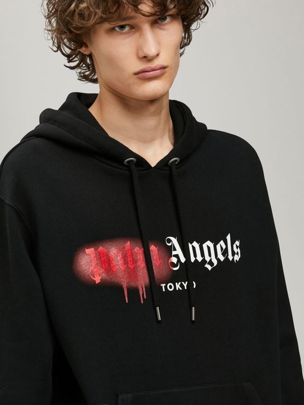 Palm Angels Tokyo Spray Paint Logo Hoodie - Black