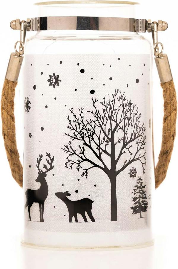 16cm Christmas Decorated Jar Table Winter Woodland Scene Lantern with Warm White LED Glow image 5
