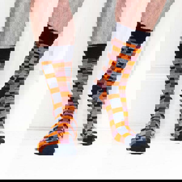 Jemsox Square Pattern Organic Cotton Mens Socks | Comfort Top & Soft Fit