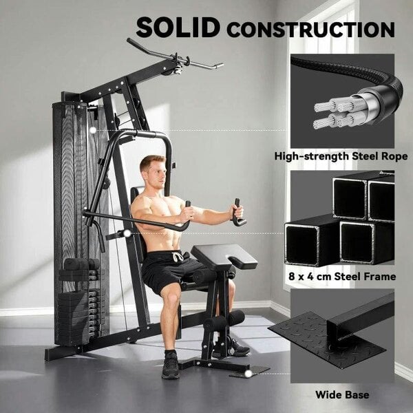 Multi Gym with Adjustable Seat and Back, All in One Home Gym Machine with 45kg Weight Stack for Full Body Strength Training