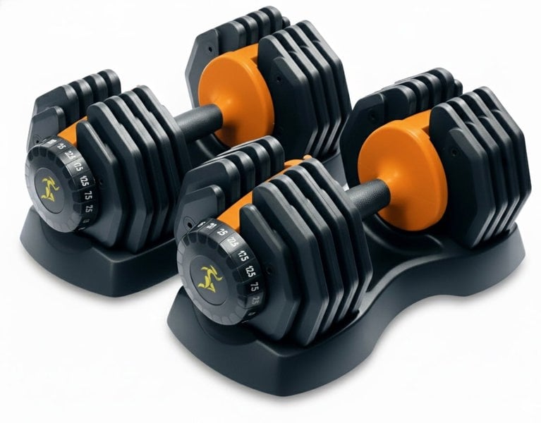 Strongology Urban25 Home Fitness Black and Orange Adjustable Smart Dumbbells from 2.5kg up to 25kg Training Weights