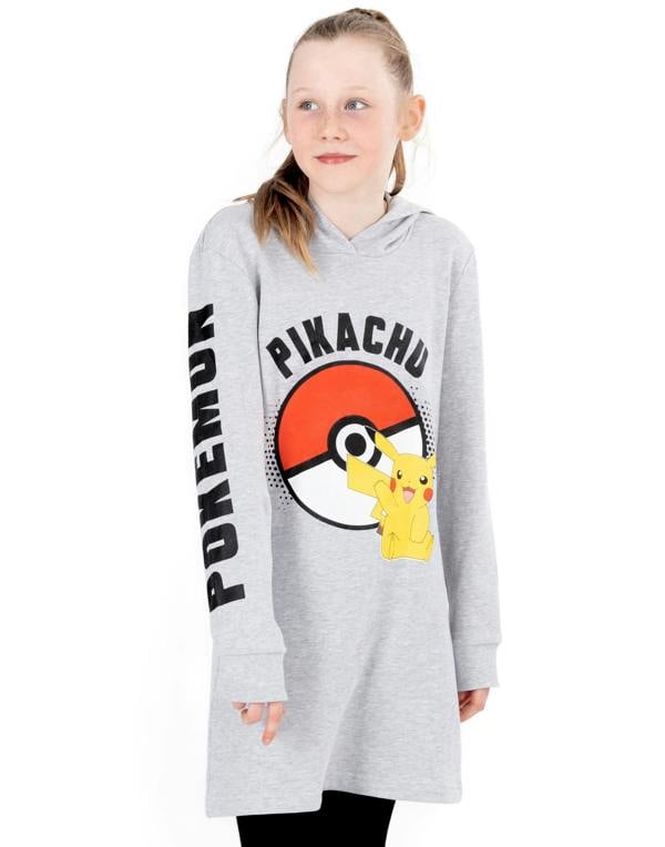 Pokemon Girls Grey Pikachu Placement Print Hoodie