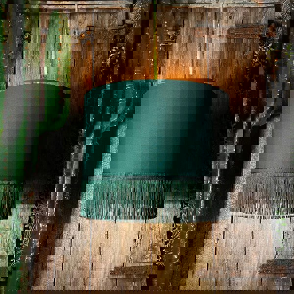 Love Frankie hunter cotton lampshade copper lining fringing light on