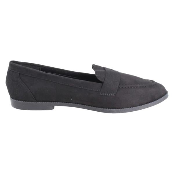 Spot On Ladies Spot On Flat Loafer Saddle Trim Wide Fit Shoes F80561