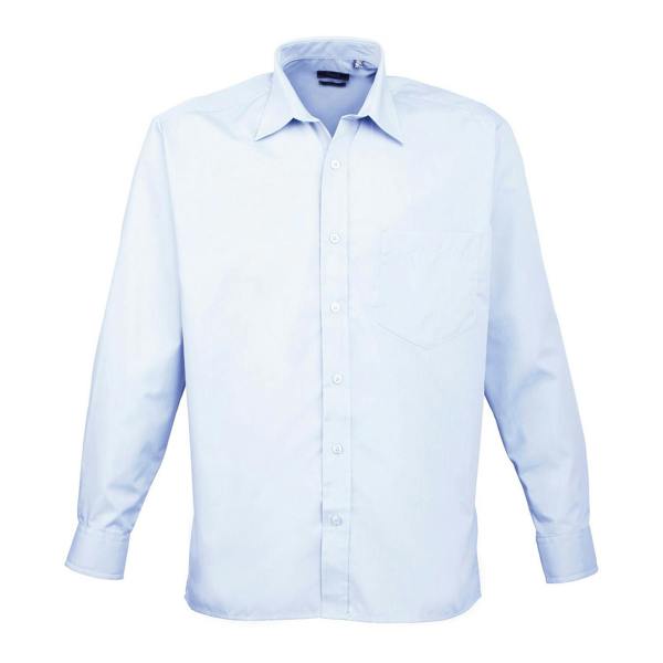 Premier Mens Poplin Long-Sleeved Shirt - Light Blue