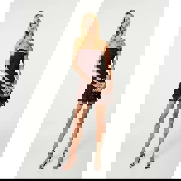 Pink Vanilla Asym Lace Bandeau Dress