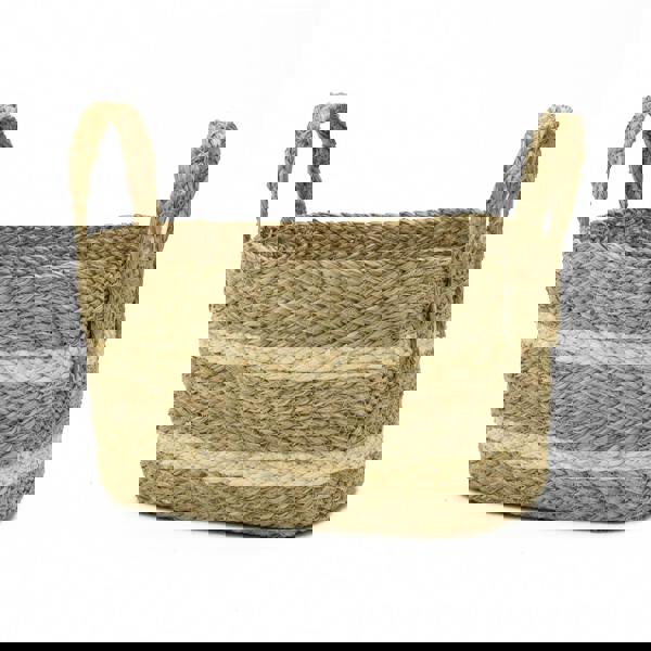 JVL Palma Natural Medium Rectangular Woven Storage Basket for Home Storage, Brown