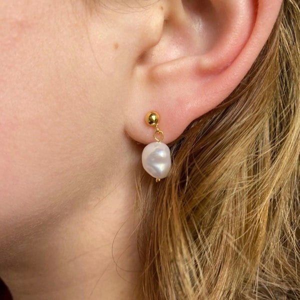 Sterling Silver Bead and Pearl Drop Earring - Reeves & Reeves