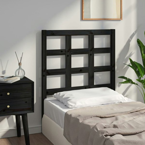 Berkfield Bed Headboard Black 80.5x4x100 cm Solid Wood Pine