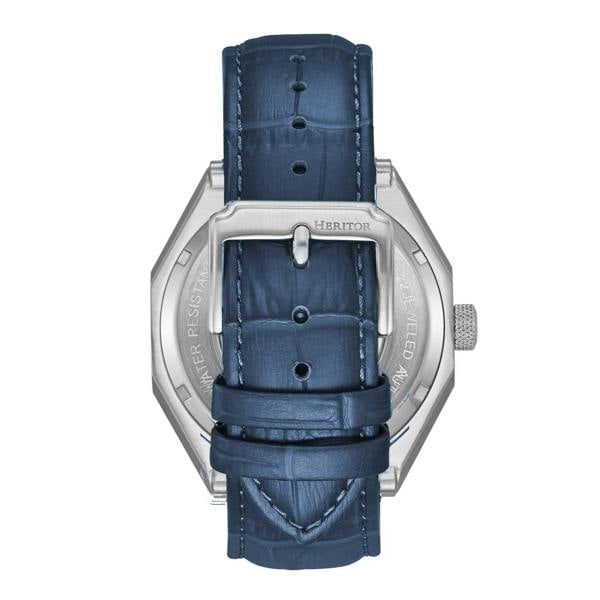 Heritor Automatic Antoni Leather-Band Watch - Silver/Blue - HERHS4303