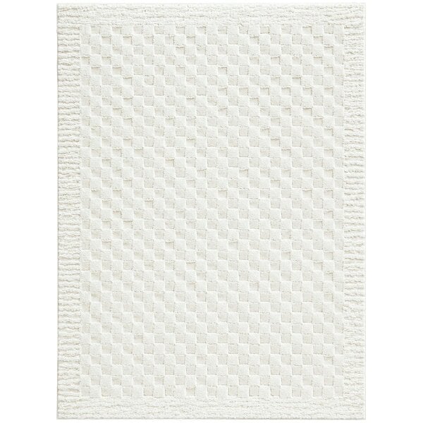 Livabliss Freud FEU2327 Modern Ivory Off-White High Pile Checkered Rug
