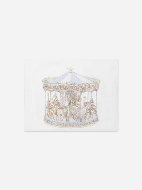 Atelier Choux Boys Carousel Satin Cushion in Blue (40 cm x 30 cm)
