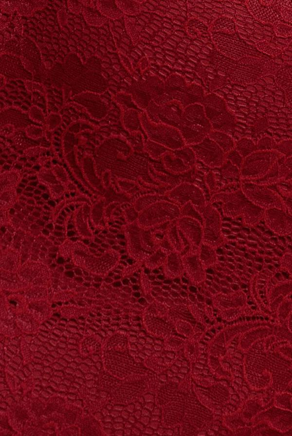 Fit & Flare Scallop Lace V Neck Maxi Dress - Burgundy DR4994