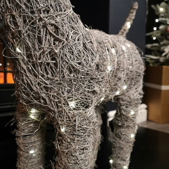 Samuel Alexander 71cm Battery Operated Rattan Woven Comet Reindeer with Warm White LEDs