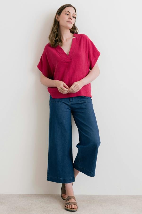 Lily & Me Orchard Linen Blend Shell Top Boysenberry