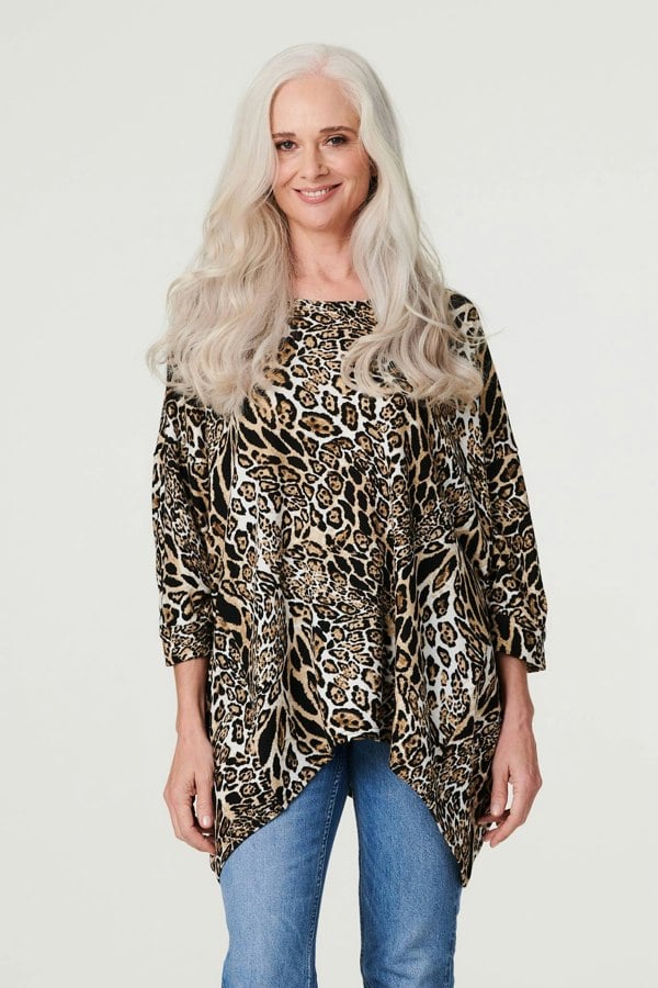 Black | Leopard Print Oversize Blouse