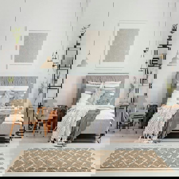 Diamond Design Thick Shaggy Area Rugs Beige