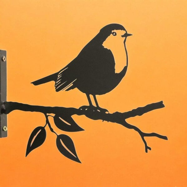 EDH Door Hardware Metal Robin Tree Silhouette – 18cm x 25cm | Decorative Metal Bird Wall Art & Garden Ornament | Hanging Décor for Outdoor