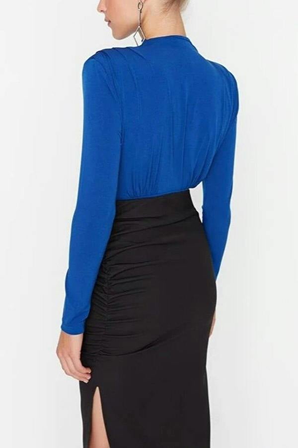 WOVCOR Knit Bodysuit with Drape Detail