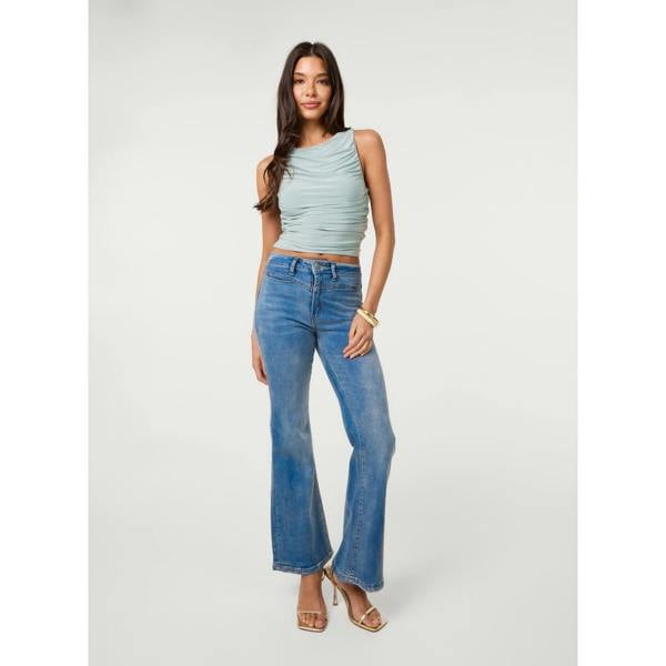 Pink Vanilla Slinky Ruched Side Racer Crop Top
