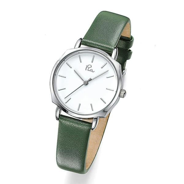 Pia Your Finest Hour Green Watch, Silver-Tone Case with Green Leather Strap