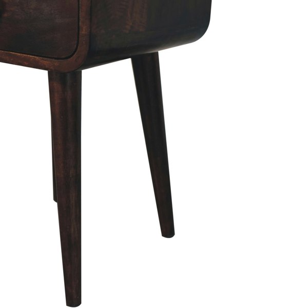Artisan Furniture Solid Wood Mini California Walnut Curved Bedside with Open Slot