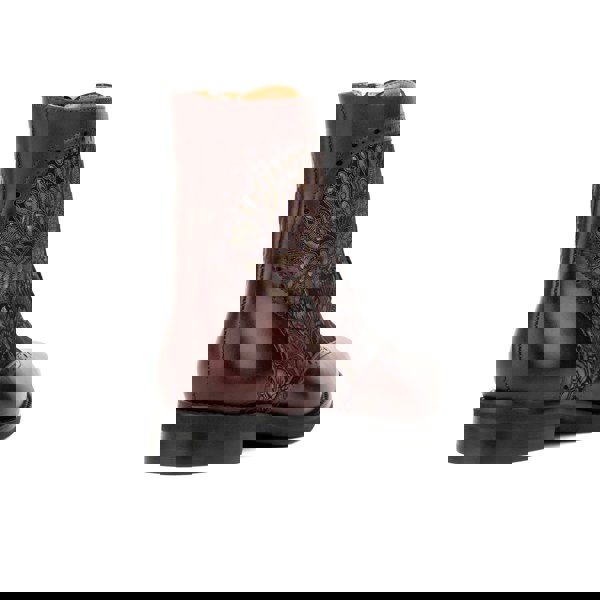 Embassy London Mantis - Floral & Burgundy - Women's above-the-ankle lace-up boot with brogue & paisley detailing