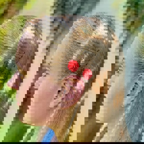 Red slides rose hair clips hair down