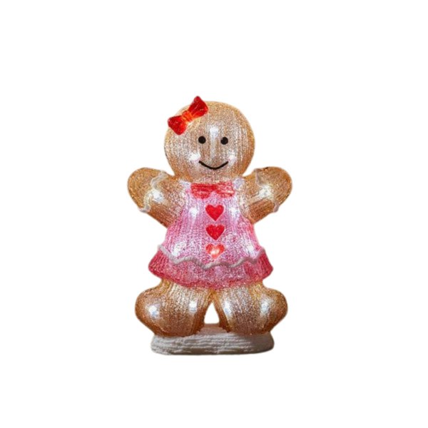Samuel Alexander 30cm Battery Operated Light up Christmas Gingerbread Girl with Cool White LEDs