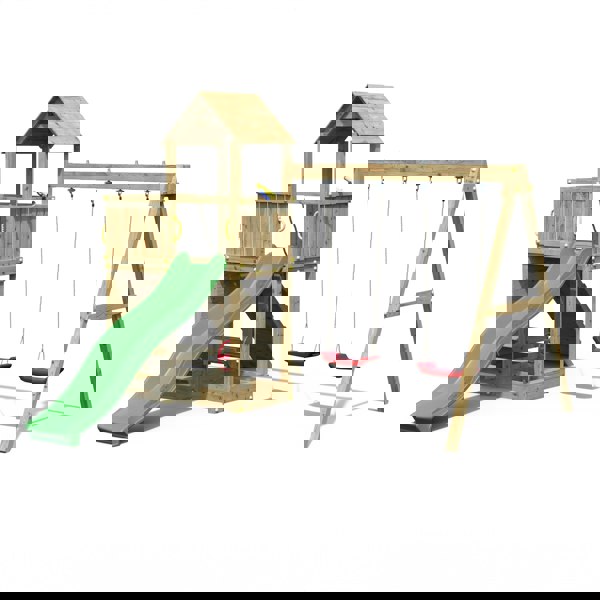 Climbing frame Summit Seeker Scramble large tower double swing climbing wall and slide - Best Shed