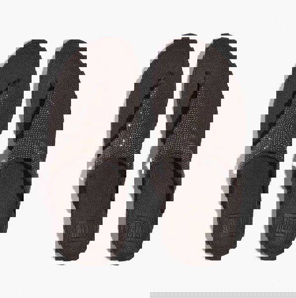 FitFlop LULU CRYSTAL EMBELLISHED Ladies Toe Post Sandals Metallic Chocolate Brown