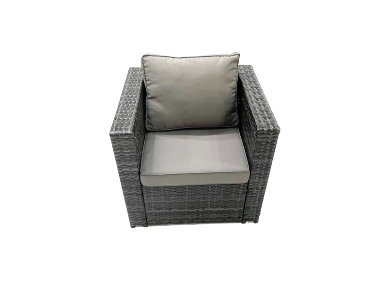 Fimous Rattan Garden Furniture Sofa Set with Coffee table Armchair Side Table 3 Footstools Dark Grey Mixed