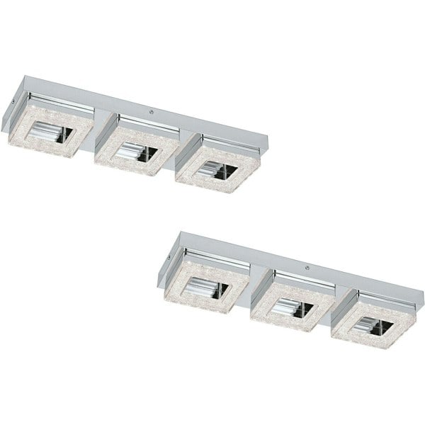 2 PACK Wall Flush Ceiling Light Chrome Shade Chrome Clear Crystal LED 3x4W Loops