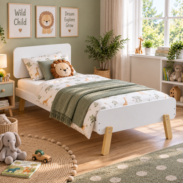3ft Single Kids Bed - Sturdy Eco Timber Frame - 100kg Capacity