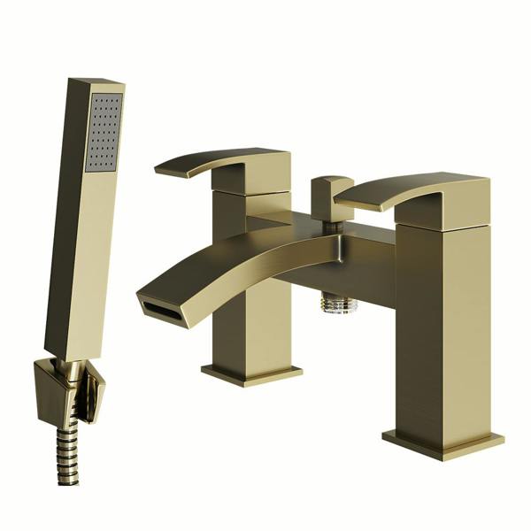 Flode Boras | Bath Shower Mixer | Including Handset and Holder | Brushed Brass