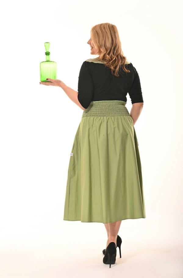 Frock Tales Orchid Midi Skirt With Pockets - Sage