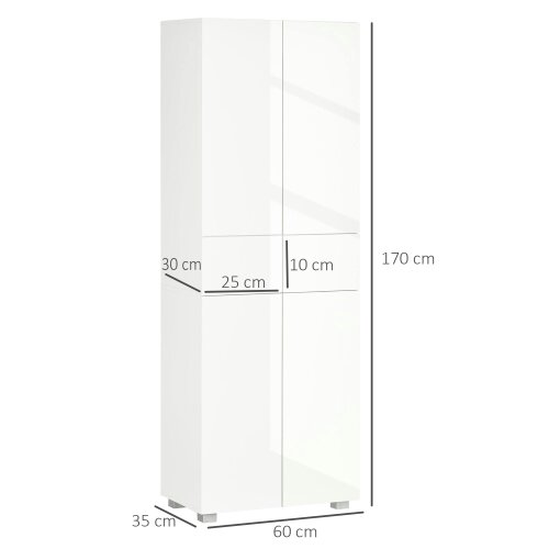Wyld Haus Luvami High Gloss White 4 Door Kitchen Cupboard With 5 Tier Storage And Push OFauxn Design